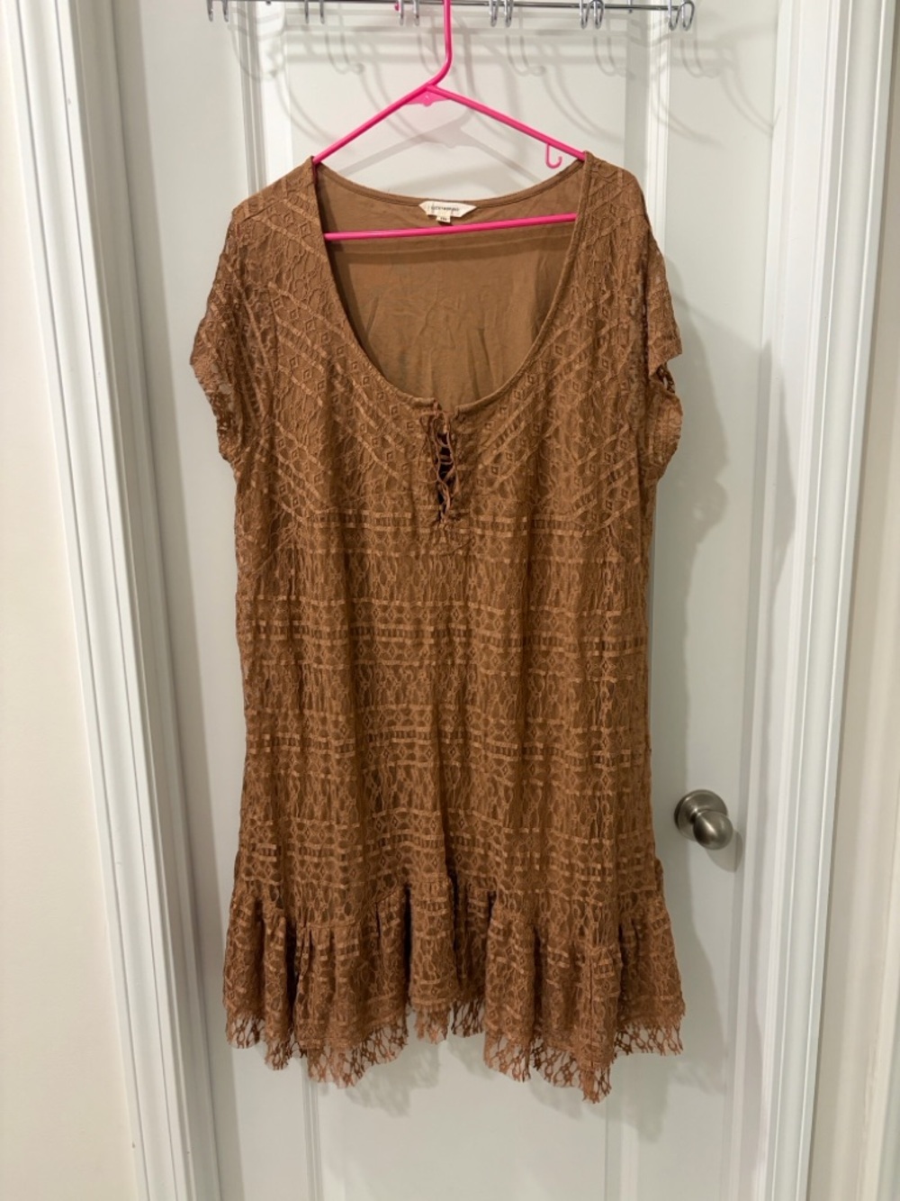 Lucky Brand Brown Crochet Mini Dress